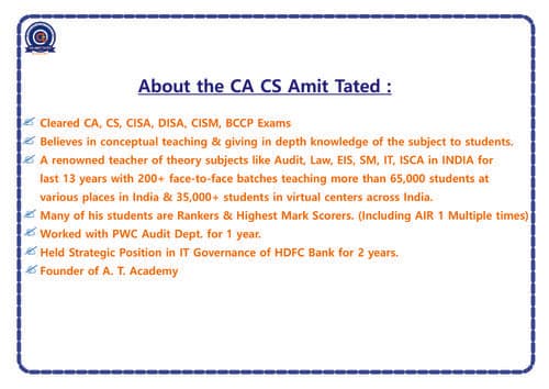 First page of Audit chart book by CA CS Amit Tated