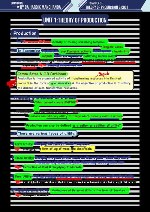First page of CA FOUNDATION BUSINESS ECONOMICS CHAPTER 3 UNIT 1