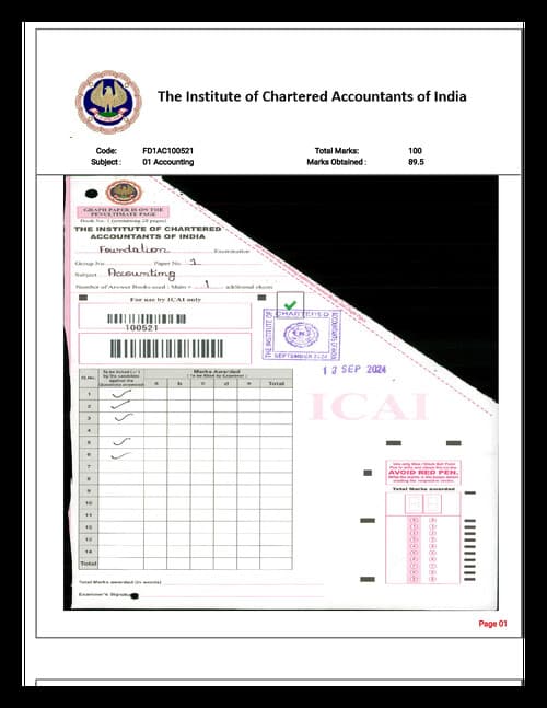 First page of Certified Copy Accounting - 90 Marks - Sept.' 2024