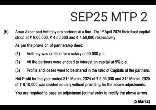 First page of Partnership accounts past two attempts MTP que for practice