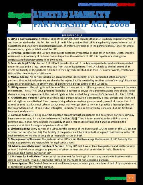 First page of LLP summary book by CA Ankit Oberoi sir.