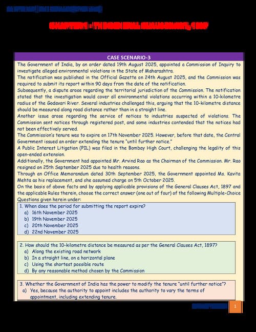 First page of Paper 2- Other Law (For Jan 26 and Onwards) Most Recent Case Scenario "MCQs". Covering All Past Year Mock Test Series by ICAI.
