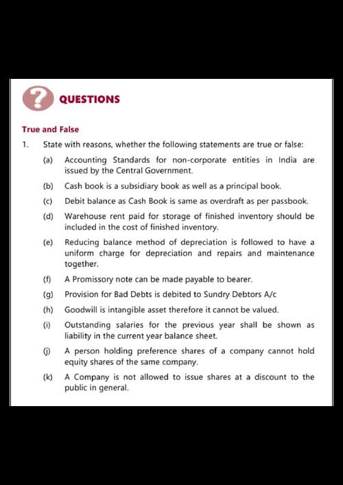 First page of This is all about the past question regarding accounts for ca foundation