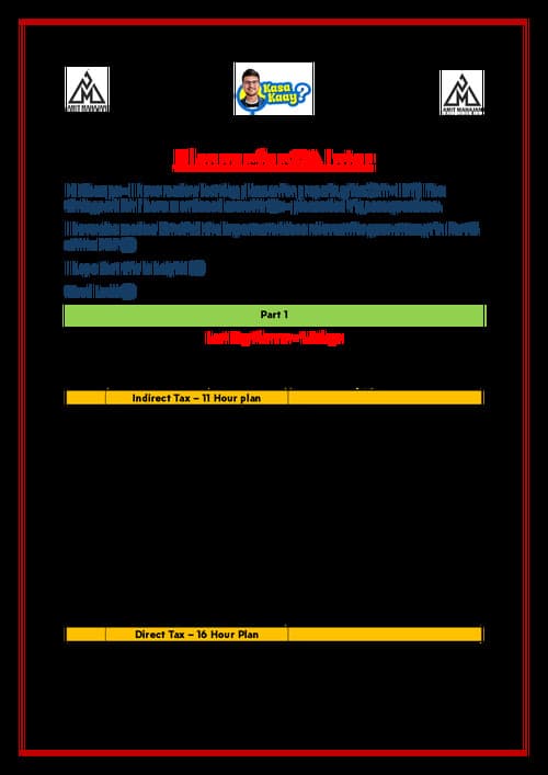 First page of Tax Last Day Planner- Amit Mahajan Sir Only for January 2026 Attempt.