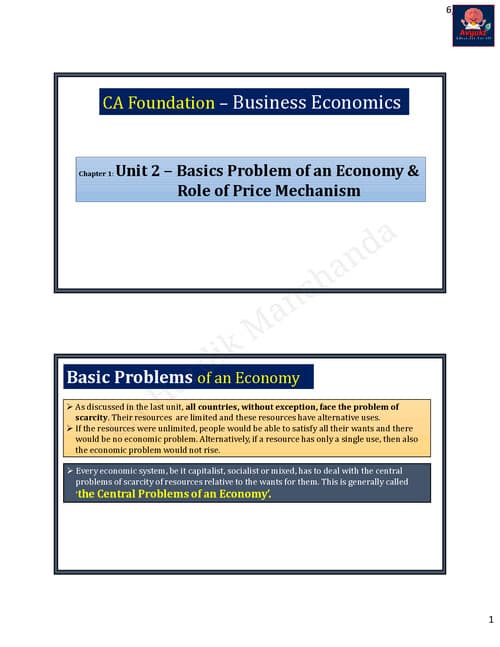 First page of Business economics Notes chapter 1 Unit 2