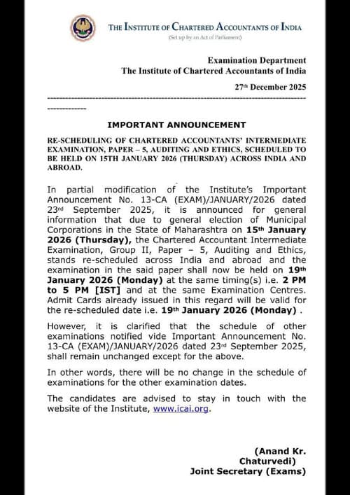 First page of Audit exam postpone again?
