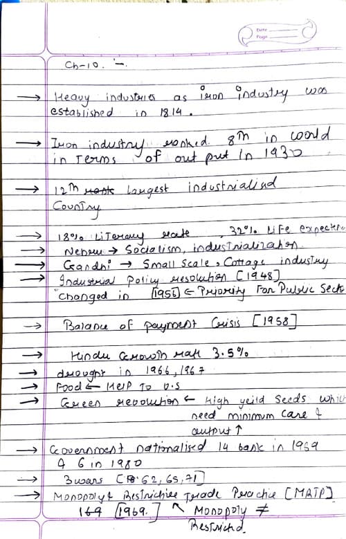 First page of Economics ch 10 handwritten notes Module + summary + MCQS covered