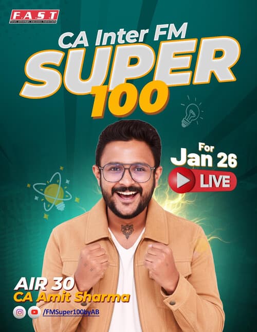 First page of FM Super 100 questions by CA Amit Sharma Sir for Jan 26.