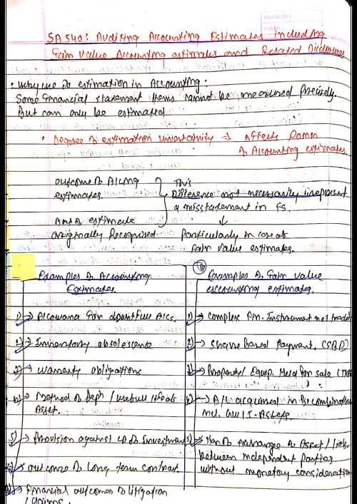 First page of It's hand written notes of SA 540