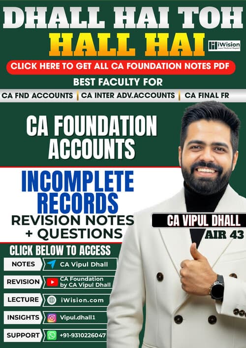 First page of Incomplete records notes by CA Vipul Dhall