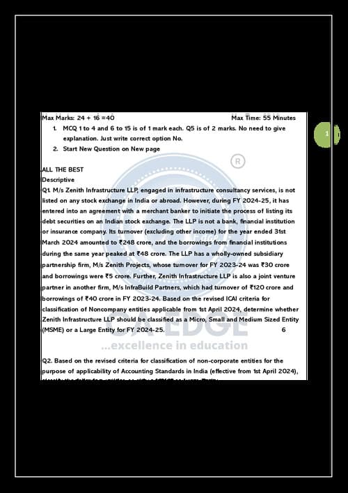 First page of Chapter 1 and chapter 3 Advanced accounting Test