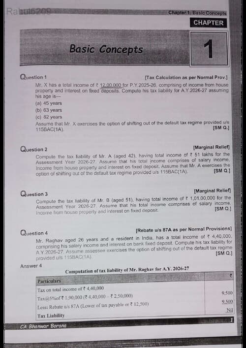 First page of DT Compiler (Qst Bank) CA Bhanwar Borana Sir. For May/ Sept 2026 & Jan 2027.