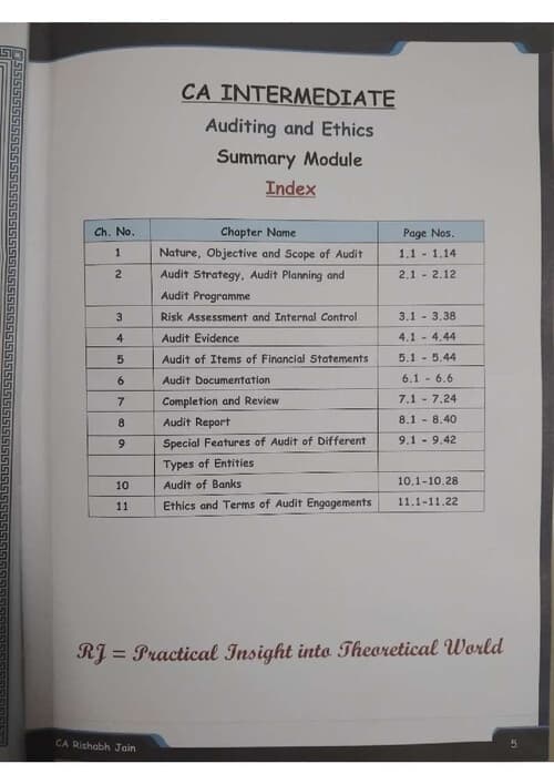First page of CA Rishabh Jain - Audit Maestro Book