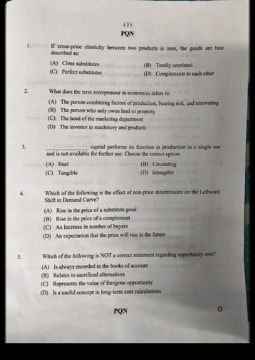 First page of CA FOUNDATION BUSINESS ECONOMICS JANUARY 2026 QUESTION PAPER