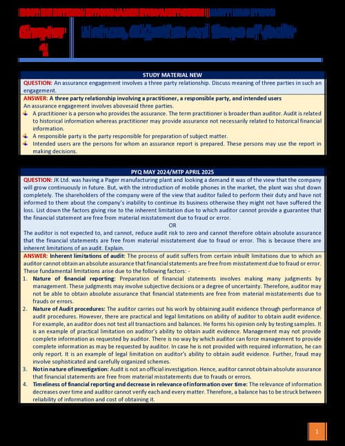 First page of Most expected questions of audit by CA Ankit Oberoi sir for Jan 26.