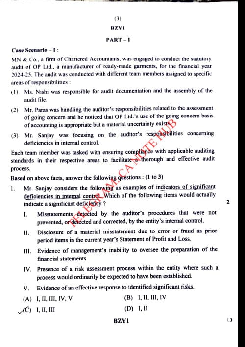 First page of Auditing Question paper Jan 26 ( Descriptive+ MCQ ).