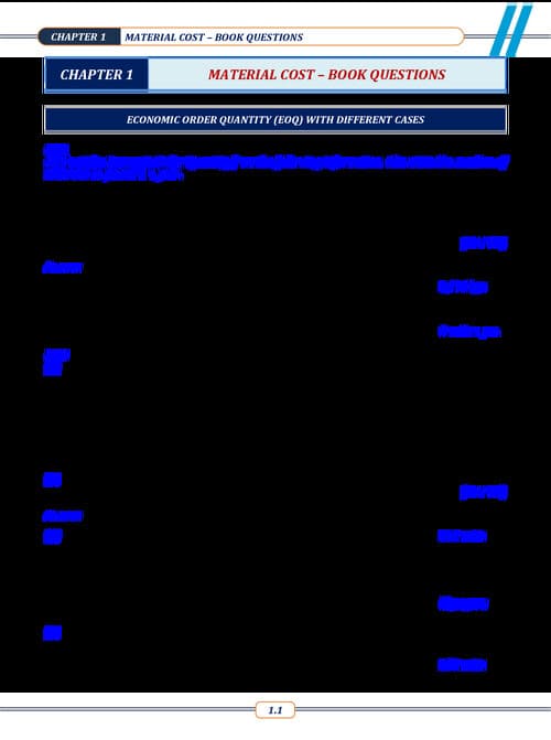 First page of Cost accounting question bank