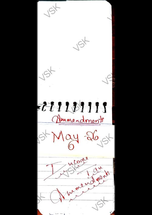 First page of Tax Ammendment Notes