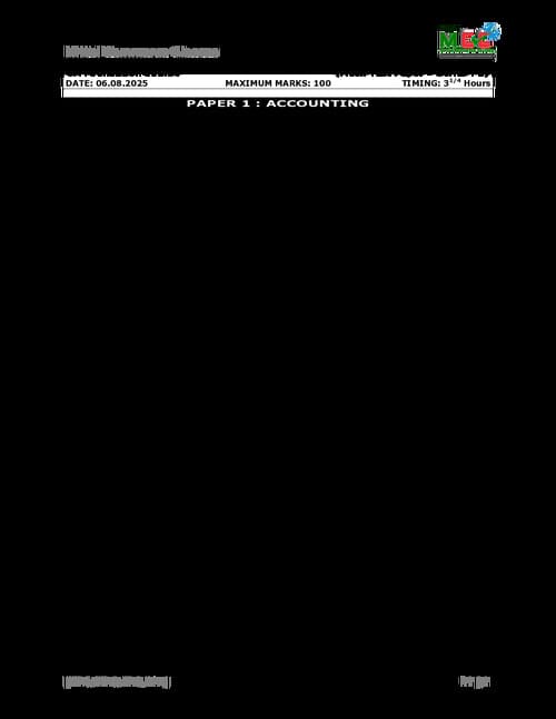 First page of Paper 1 accounts practice model test paper