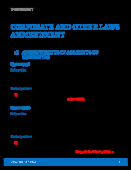 First page of CA inter corporate & other laws ammendments material, let me know If I missed any ammendments