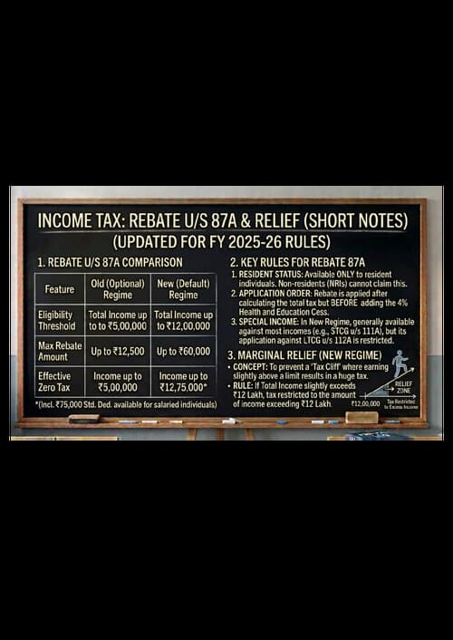 First page of Income tax sec A:Basic concepts:Rebate u/s 87A Both tax regime