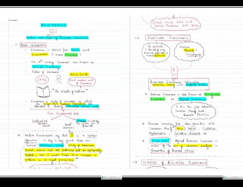 First page of Paper 4 business economics detailed notes. By CA prayag gupta sirr chapter 1 to 5