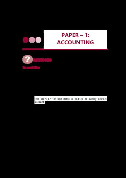 First page of Pepar 1 Accounting revision paper from icai
