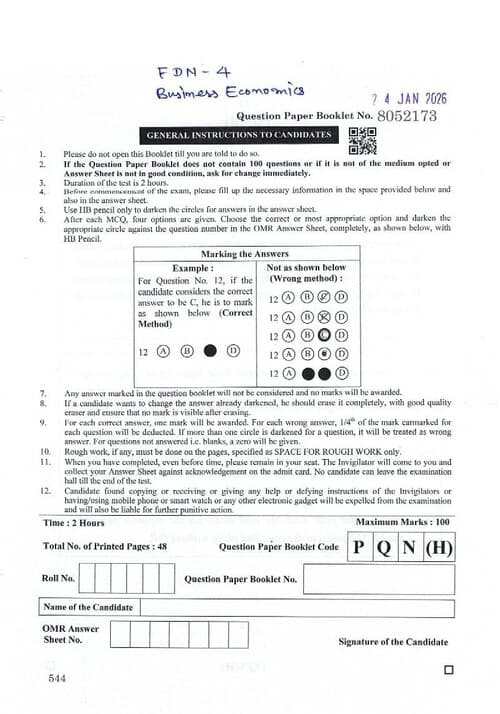 First page of Ca foundation January 2026 business economics Suggested answers.. Follow to get free lectures of paid batches PW.