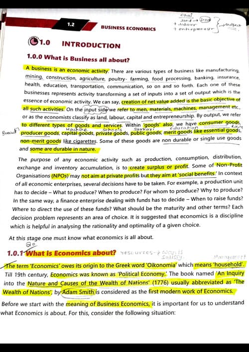 First page of Icai module all key points highlights economics chapter 1