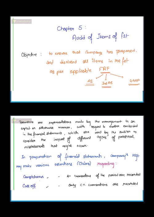 First page of Audit of items of Fs CA shantam gupta sir notes