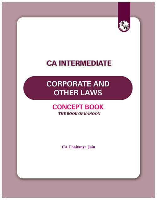 First page of CA Intermediate Corporation Other Laws CONCEPT BOOK BY CJ Sir (PW) Latest Edition (May 26 Sept 26 Jan 27)