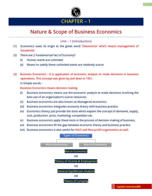 First page of Ca foundation economics complete detail notes of all chapters by love kaushik sir
