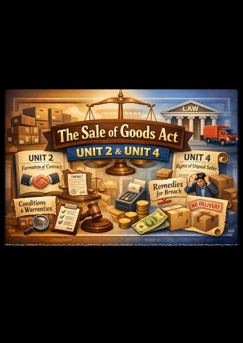 First page of Chapter 3.The Sale Of Goods Act Business Law Unit 2 and 4 covered