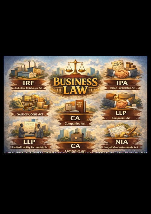 First page of All Chapter Sections of Business Law. Except Indian Contract Act