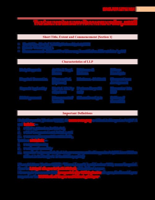 First page of Summary Notes of LLP and Other Laws