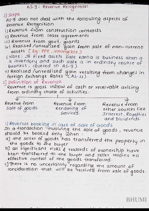 First page of AS 9: Revenue Recognition Quick revision notes.