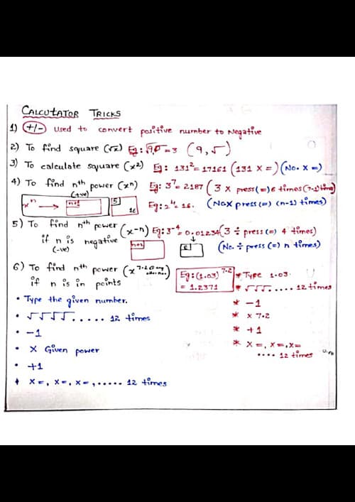 First page of Calculator tricks
