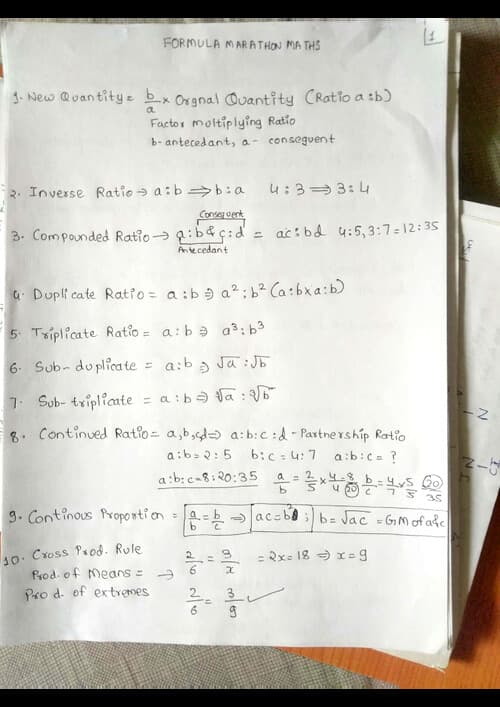 First page of Maths all formula list
