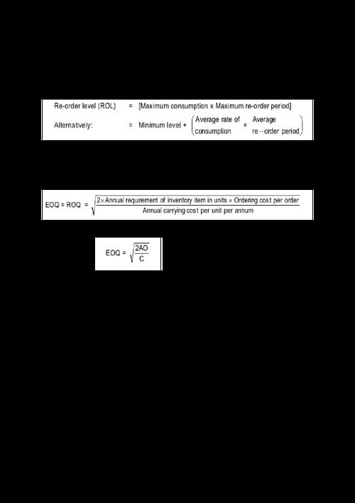 First page of Material cost, most important questions