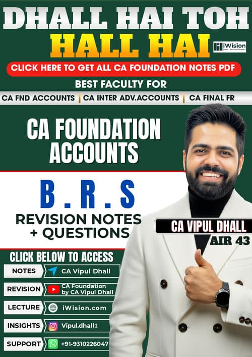 First page of CA Foundation Accounts May 2026 - B.RS Notes by CA Vipul Dhall