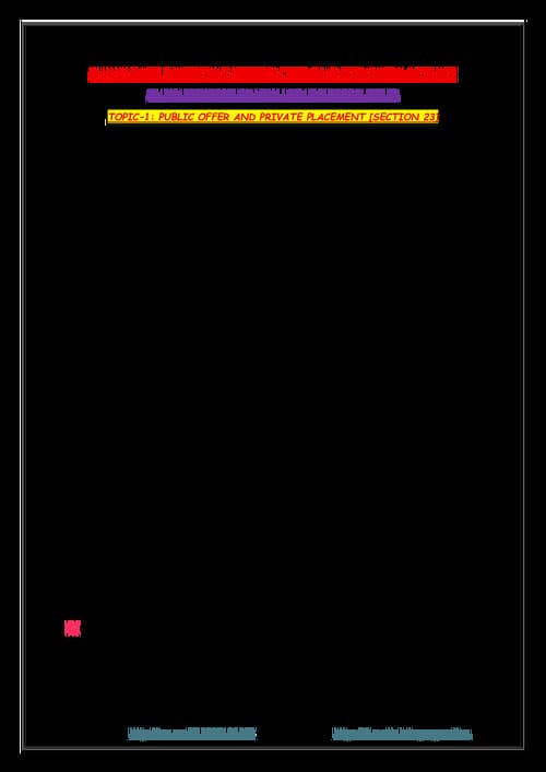 First page of Short summary notes for prospectus and allotment of securities