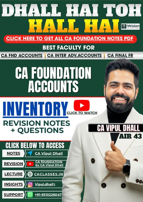 First page of CA Foundation Accounts - Inventory Notes by CA Vipul Dhall