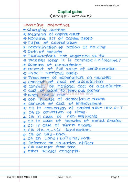 First page of Capital gain all concepts with sums