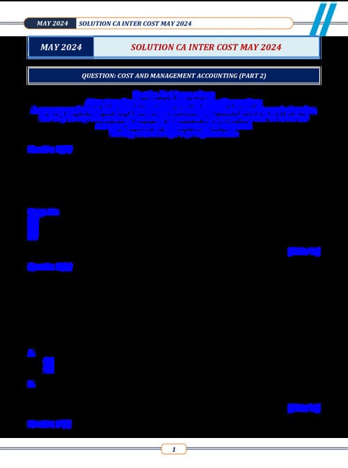 First page of Cost all new course pyq from May 24.
