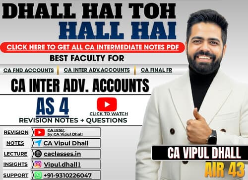 First page of CA Inter Adv. Accounts - AS 4 Notes by CA Vipul Dhall