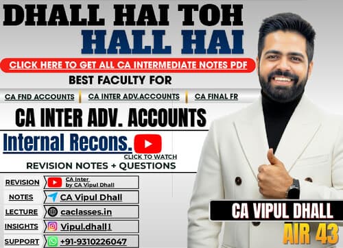 First page of CA Inter Adv. Accounts May 26 - Internal Reconstruction Notes by CA Vipul Dhall