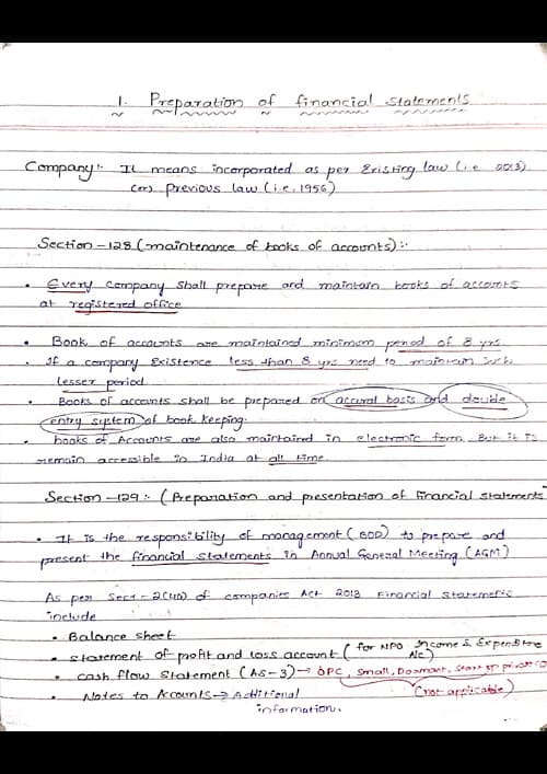 First page of Preperation of F.S