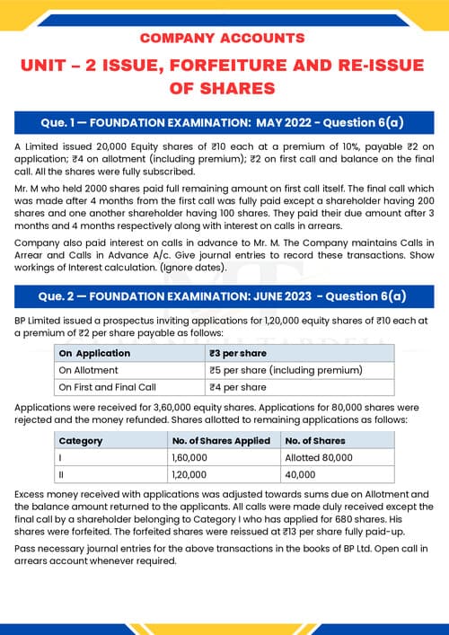 First page of company accs