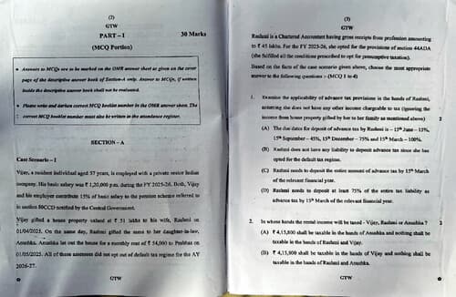 First page of #May 2026 # CA Inter Taxation Question Paper with Mcq's Booklet