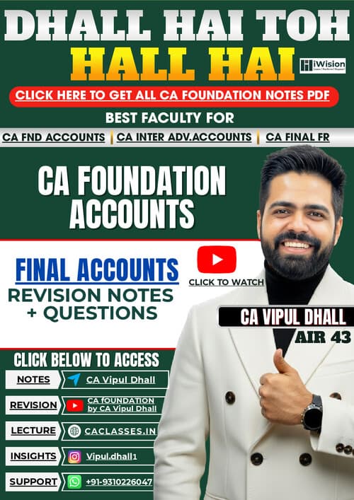 First page of CA Foundation Accounts May 26 - Final accounts Notes by CA Vipul Dhall